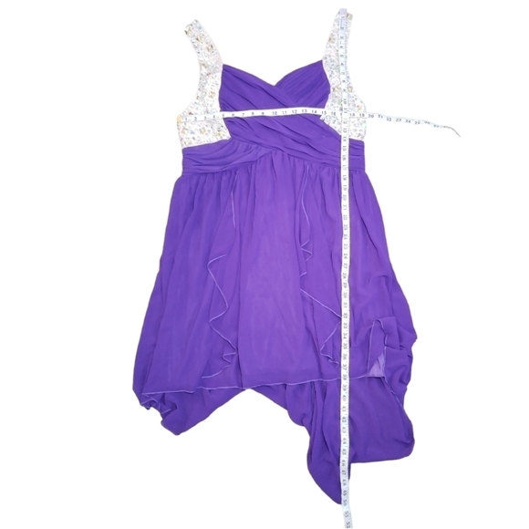 NWT Vintage Deb Purple Rhinestone Pleated Handkerchief Formal Dress Size 20 - Picture 6 of 7